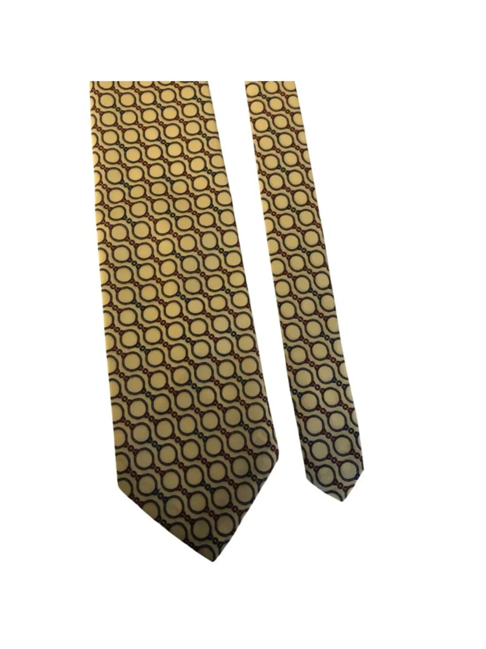 Vintage Yellow Blue Geometric Pattern Necktie Mens Tie Office Dad Gift Church